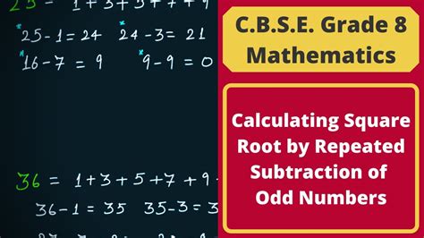 square root of odd numbers|Calculating Square Root by Repeated Subtraction of Odd .